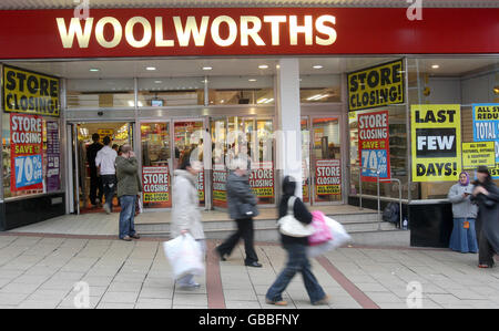 Fermetures Woolworths. Magasin Woolworths à Chester, Cheshire. Banque D'Images