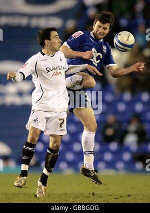 Football - Championnat de la ligue de football Coca-Cola - Birmingham City / Swansea City - Stade St Andrews.Leon Britton de Swansea City (à gauche) et Damien Johnson de Birmingham City se battent pour le ballon Banque D'Images