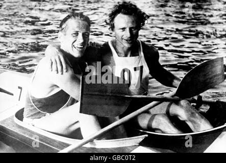 Canoë - Jeux Olympiques d'Helsinki 1952 - 1000m Kayak des célibataires Banque D'Images