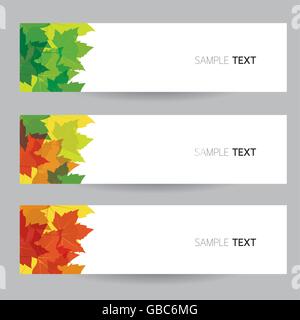 Feuilles d'érable Banner, l'automne et vert Saison, Feuillage, Vector Illustration de Vecteur
