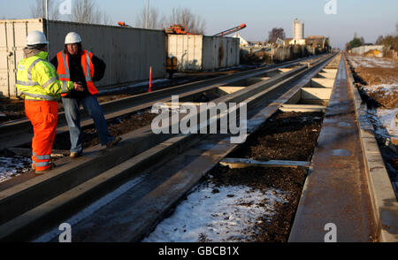 Le chemin de bus de Cambridge, site de construction, à Fen Stanton, Cambridgeshire. APPUYEZ SUR ASSOCIATION photo. Date de la photo mardi 3 2009 février. Le crédit photo doit indiquer Chris Radburn/PA Wire. Banque D'Images