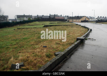 Les vestiges de la ferme de Kearney et des terres environnantes, qui appartenaient au lointain cousin de Barack Obama, Henry Healy dans le village de Moneygall, Co Offaly. La propriété ancestrale irlandaise pourrait être transformée en un musée ou un centre du patrimoine pour accueillir le président élu en Irlande s'il devait se rendre en Irlande à l'avenir. Banque D'Images