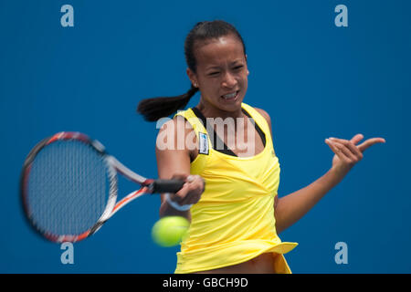 Anne Keothavong en Grande-Bretagne lors de son premier match double lors de l'Open d'Australie 2009 à Melbourne Park, Melbourne, Australie. Banque D'Images