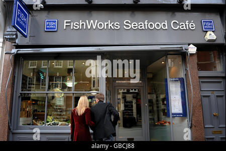 Restaurant Fishworks.Vue générale d'un restaurant Fishworks sur Marylebone High Street, Londres. Banque D'Images