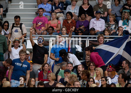 Andy Murray a pris part aux stands lors de son match contre Jurgen Melzer en Autriche lors de l'Open d'Australie 2009 à Melbourne Park, Melbourne, Australie. Banque D'Images