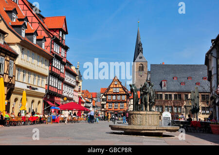 Place du marché, mairie, Quedlinburg, Saxe-Anhalt, Allemagne Banque D'Images