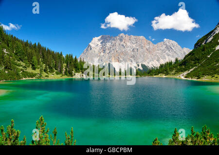 Lac Seebensee, lac de montagne, Zugspitze, District de Reutte, Tyrol, Autriche Banque D'Images