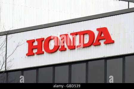 Arrêt d'usine de Swindon Honda. Un panneau à l'usine de production de voitures Honda à Swindon. Banque D'Images