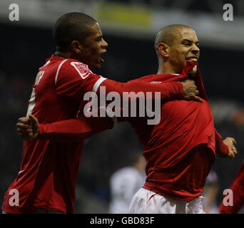 Football - FA Cup - quatrième tour Replay - Nottingham Forest v Derby County - City Ground.Nathan Tyson, de la forêt de Nottingham, célèbre ses scores lors de la FA Cup, quatrième Round Replay au City Ground, à Nottingham. Banque D'Images