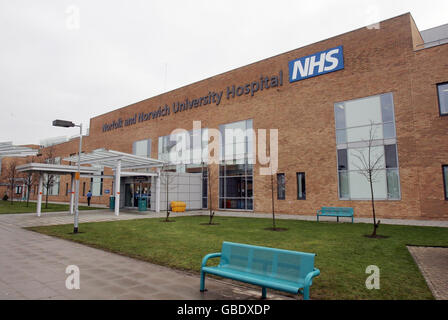 Vue générale de l'hôpital universitaire de Norfolk et de Norwich à Norwich. Banque D'Images