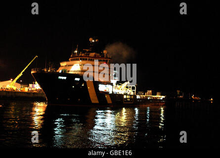 Un hélicoptère abîmé en mer du Nord Banque D'Images