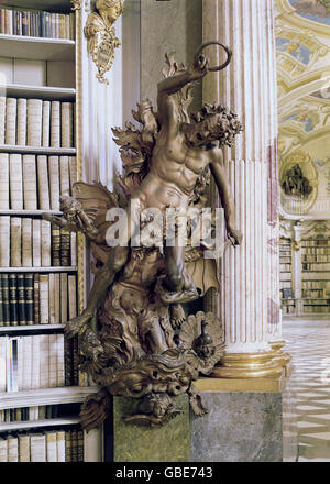 Beaux-arts, baroque, Joseph Th. Stammel (9.9.1695 - 21.12.1765), l'Autriche, la Styrie, le monastère d'Admont, bibliothèque, la guerre dans les cieux, Banque D'Images