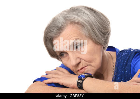 Triste une femme âgée. Banque D'Images