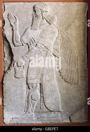 Géographie / Voyage, Mésopotamie, Assyrie, Assur, homme avec ailes, relief du palais d'Assurnasirpal II (883 - 859 av. J.-C.), historique, historique, Asie, Moyen-Orient, beaux-arts, ailé humain, personne, monde ancien, hommes, hommes, droits additionnels-Clearences-non disponible Banque D'Images