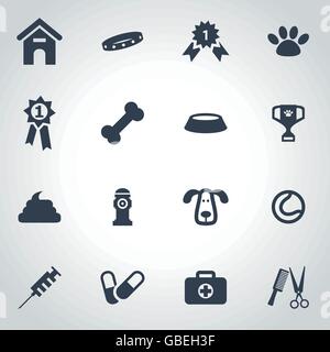 Chien Noir Vector icon set Illustration de Vecteur