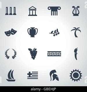 Grèce noir Vector icon set Illustration de Vecteur