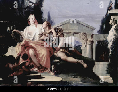 Beaux-arts, Tiepolo, Giovanni Battista (1696 - 1770), peinture 'Rinaldo et Armida', vers 1752, huile sur toile, 105 x 140 cm Alte Pinakothek, Munich, Banque D'Images
