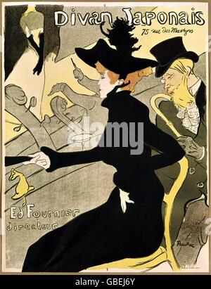 Publicité, théâtre, Divan Japonais, Paris, poster publicitaire de Henri de Toulouse-Lautrec, vers 1900, droits additionnels-Clearences-non disponible Banque D'Images