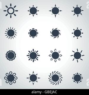 Black Sun Vector icon set Illustration de Vecteur