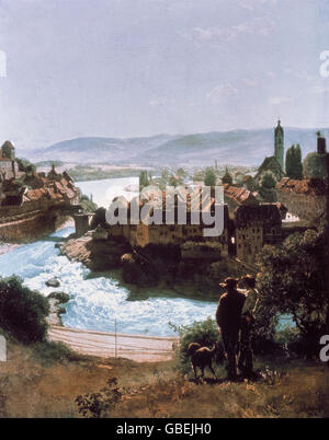 Beaux-arts, Thoma, Hans (1839 - 1924), peinture, 'Der Rhein bei Brugg' (le Rhin près de Rheinfelden), 1870, Banque D'Images