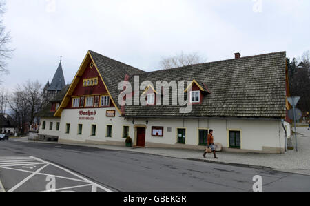 Gerichtsschaenke Bachus, Konstytucji 3 Maja 'Rue', Karpacz, Niederschlesien, Polen Banque D'Images