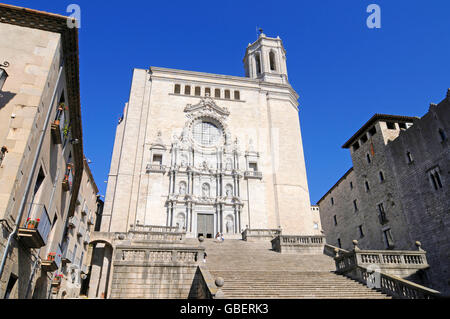 Cathédrale Santa Maria, Gérone, Catalogne, Espagne / Barcelone Banque D'Images