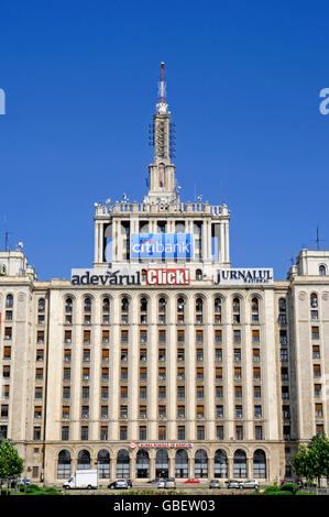 Casa place Presei Libere la construction, Maison de la presse libre, Piata place Presei Libere, Bucarest, Roumanie Banque D'Images