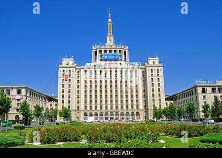 Casa place Presei Libere la construction, Maison de la presse libre, Piata place Presei Libere, Bucarest, Roumanie Banque D'Images