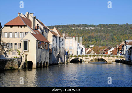 Musée Gustave Corbet, maison natale du peintre Gustave Corbet, rivière Loue, Ornans, Besançon, Doubs, Franche-Comté, France Banque D'Images