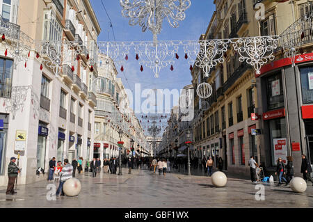 Marques de Larios, rue commerçante, quartier piétonnier, Malaga, Costa del Sol, province de Malaga, Andalousie, Espagne, Europe Banque D'Images