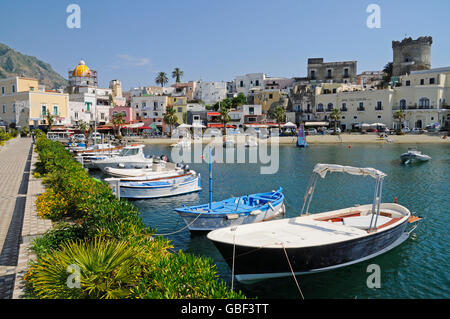 L'île, Forio, port d'Ischia, Golfe de Naples, Campanie, Italie Banque D'Images