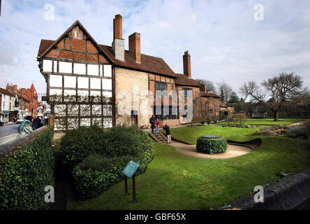 Nash's House et le site de New place, la dernière maison de William Shakespeare et le lieu où il meurt en 1616 à Stratford-upon-Avon. Banque D'Images