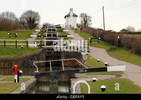 Bâtiments et monuments - Foxton Locks - Leicestershire.Vue générale du système de verrouillage de Foxton Locks dans le Leicestershire Banque D'Images