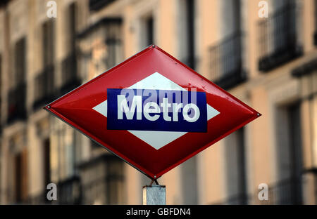 Stock de voyage - Madrid - février 2009.Vue générale d'un panneau de métro à Madrid, Espagne Banque D'Images