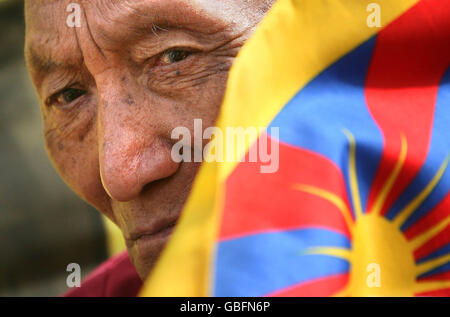 La protestation de la liberté du Tibet Banque D'Images