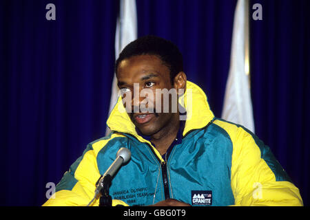 - Jeux Olympiques d'hiver de Calgary 1988 - Four-Man Bobsleigh - Jamaïque Banque D'Images