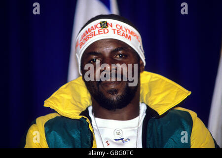 - Jeux Olympiques d'hiver de Calgary 1988 - Four-Man Bobsleigh - Jamaïque Banque D'Images