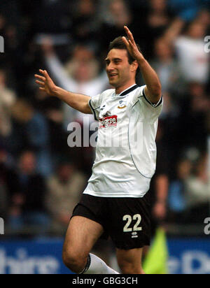 Football - Nationwide League Division One - Derby County / Millwall.Marco Reich, du comté de Derby, célèbre son deuxième but contre Millwall Banque D'Images