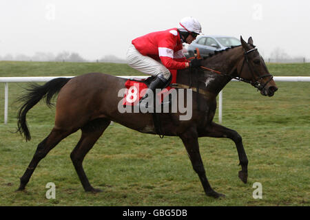 Courses hippiques - National Hunt Meeting - Hippodrome de Doncaster.Jockey Sam Thomas sur Gofannon pendant la course de haies du club de parrainage de Doncaster Racecourse Juvenile Novices Banque D'Images