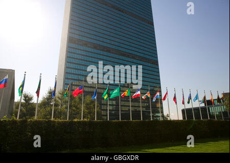 8 Septembre 2005 - New York - État membre, je vois des drapeaux à l'avant du siège de l'Organisation des Nations Unies. Banque D'Images