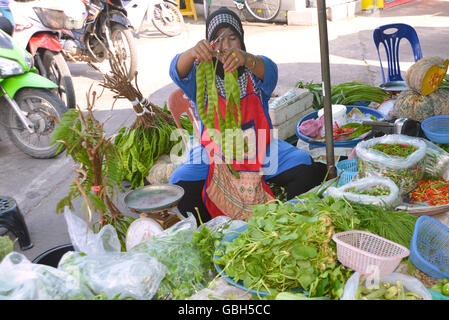 Khao Lak, Thaïlande, 02-05-2016. La vente de fruits et légumes frais à Takua Pa Thaïlande marché Banque D'Images