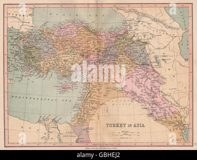 La Turquie en Asie : Irak Ottoman, Levant et Chypre. COLLINS, 1880 carte antique Banque D'Images