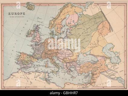 12ème siècle l'EUROPE:divisé Irlande.Saint Empire Romain Seldjoukides Almohades 1880 map Banque D'Images