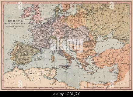 EUROPE 1793 à 1815 : Guerres Napoléoniennes. La Confédération du Rhin. COLLINS, 1880 map Banque D'Images