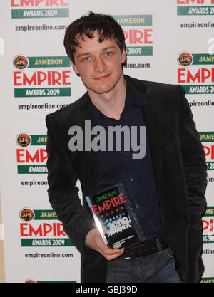 Empire film Awards 2009 - Londres.James McAvoy dans la salle de presse des Empire film Awards 2009 à l'hôtel Grosvenor House dans le centre de Londres. Banque D'Images