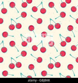 Modèle transparent avec des cerises mûres de symboles sur fond blanc. vecteur d'impression textile ornement. mode, grunge cool wallpaper Illustration de Vecteur