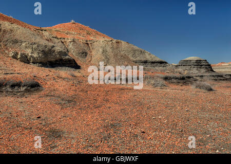 Tessons rouge une colline de litière dans les badlands de la Bisti/De-Na-Zin Désert de territoires du Nouveau Mexique. Banque D'Images