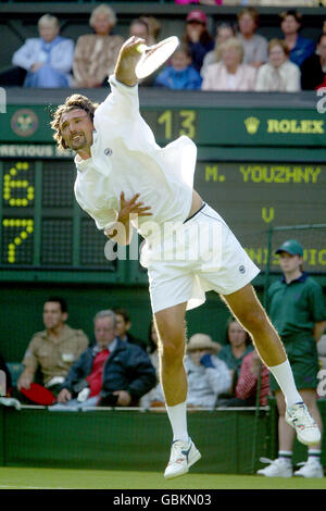 Tennis - Wimbledon 2004 - Premier tour - Goran Ivanisevic v Mikhail Youzhny Banque D'Images