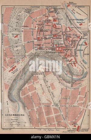 Le LUXEMBOURG. Plan Plan de la ville ville vintage. Luxembourg, 1920 Banque D'Images