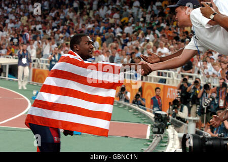 Athlétisme - Jeux Olympiques d'Athènes 2004 - le 100 m - Final Banque D'Images